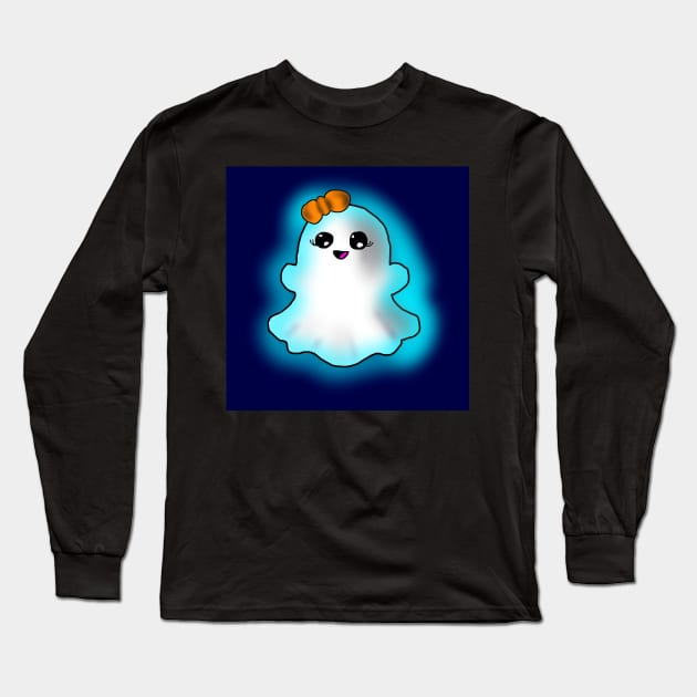 A Cute Little Ghost Girl With An Orange Bow! Long Sleeve T-Shirt by aemworldtraveller@gmail.com